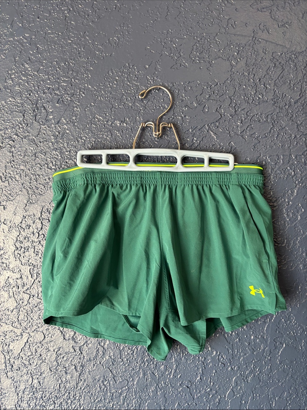 Under Armour Green Women's Athletic Shorts with Yellow Logo
